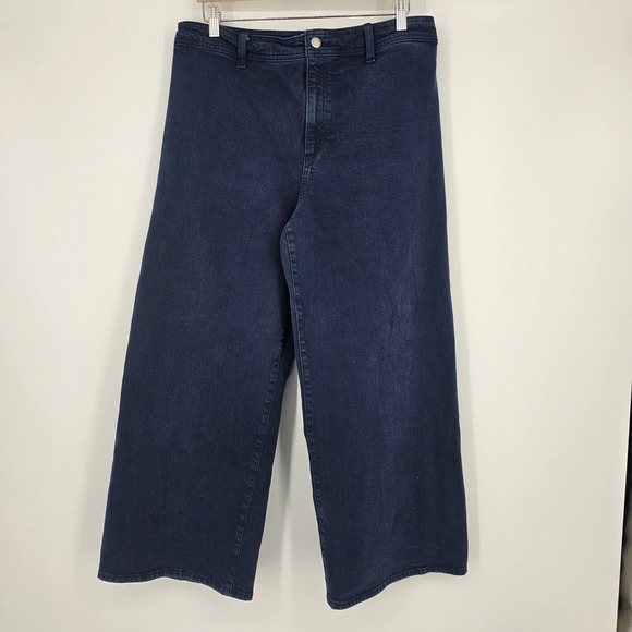 Universal Thread Denim - Universal Thread Wide Leg Ankle Jeans 14 Dark Wash Minimalist Casual